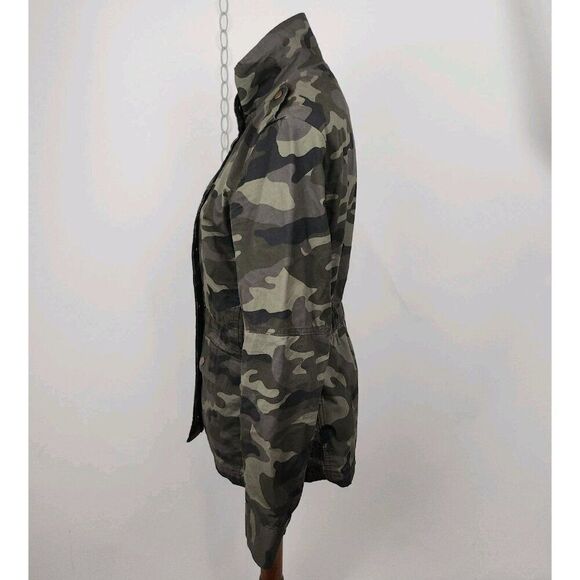 Love Tree Jacket Camo Camouflage Full Zip Snap Buttons Military Utility sz M - Picture 2 of 4